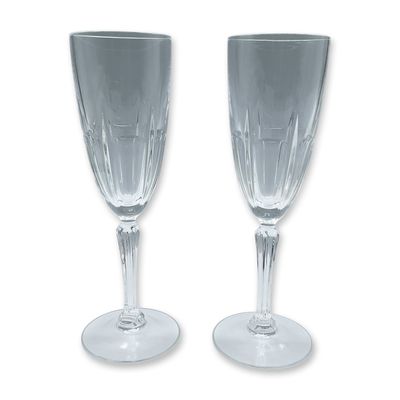 Pair of Vintage Crystal Champagne Flutes