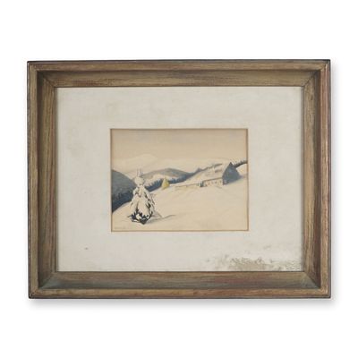 W. Bartke, Watercolor on Paper, Winter Landscape, Signed
