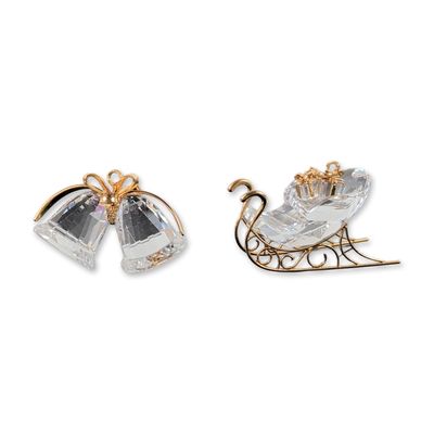 2pc Swarovski Crystal and Gold-Tone Figurines
