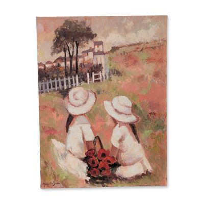 Margaret de Barany (20th-21st Century) Impressionist Oil on Canvas, Children at Play, Signed