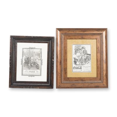 2-Piece Pair of Framed Reproduction Coca-Cola Automobile Advertisements