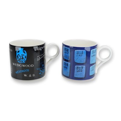 2pc Wedgwood 250th Anniversary Commemorative Bone China Mugs