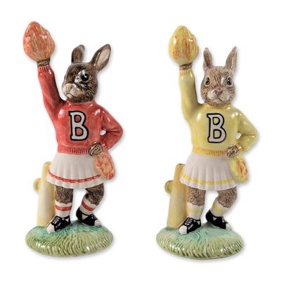 2pc Royal Doulton Cheerleader Bunnykins Figurines
