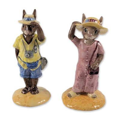 2pc Royal Doulton Bunnykins Tourist Figurines