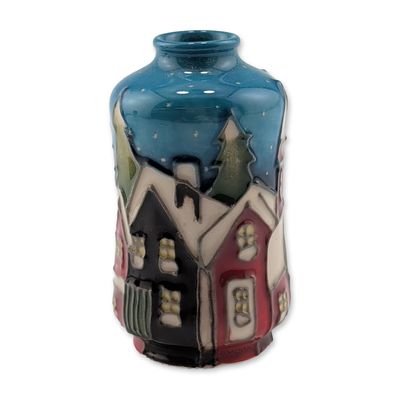 Moorcroft Pottery Miniature Vase, Snow Chimneys