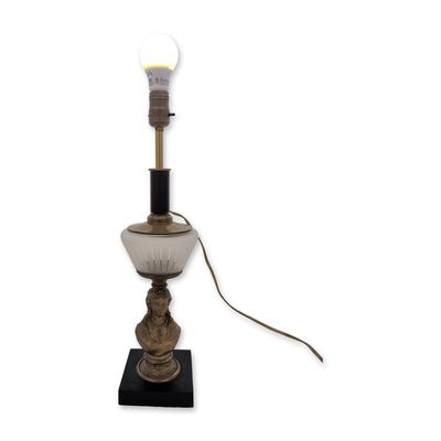 Hollywood Regency Cast Metal Bust Torchiere Lamp
