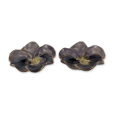 2pc RC Marked Ceramic Pansy Dishes