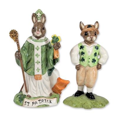 2pc Royal Doulton Bunnykins Irish Ceramic Figurines
