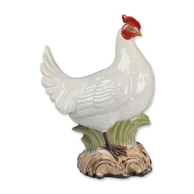 Hand Painted Glazed Ceramic Rooster Figurine