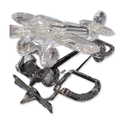 Swarovski Silver Crystal Figurine, Aeroplane
