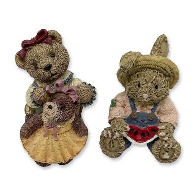 2-Piece Vintage Resin Bear Figurines by Antique Teddies