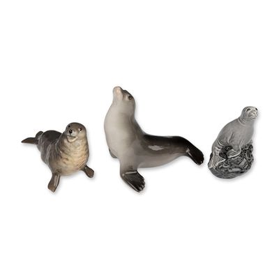 3pc Beswick and Lomonosov Porcelain Seal Figurines