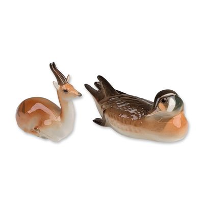 2pc Russian Porcelain Animal Figurines