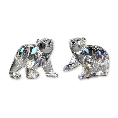 2pc Swarovski SCS Crystal 2011 Annual Edition Companion Figurines, Polar Bear Cubs