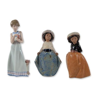 3pc Lladro and Nao Porcelain Figurines