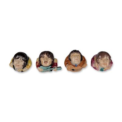4pc Kevin Francis Ceramic Beatles Face Pots Set