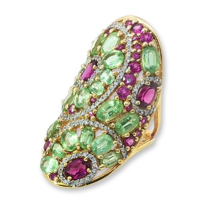 Gold Plated Sterling Silver Multi-Gemstone Ring