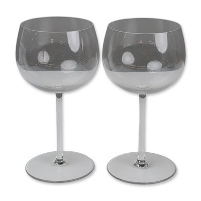 Pair of Val Saint Lambert Crystal Balloon Glasses