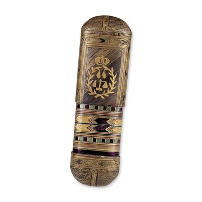 Royal Saxon Straw Marquetry Cigar Case