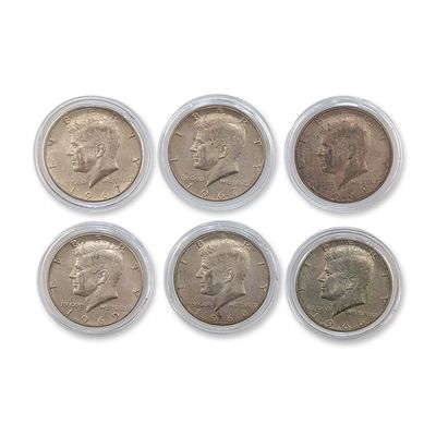 6pc US Silver Kennedy Half Dollars