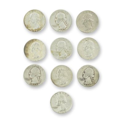 10pc Pre-1964 U.S. 90% Silver Washington Quarters