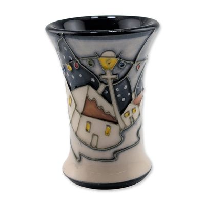 Moorcroft Pottery Miniature Vase, Whitby Harbour