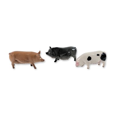 3pc Royal Doulton Glazed Porcelain Pig Figurines
