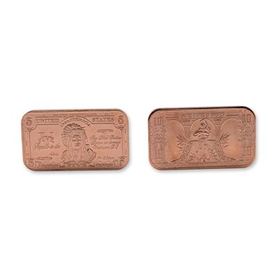2pc .999 Fine Copper Tribute Bullion Bars