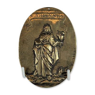 Continental Religious Brass St. Johannes the Evangelist Plaque