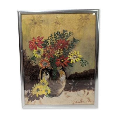 Lydia von Rhemen (20th century) Oil on Canvas Board, Floral Still Life, Signed