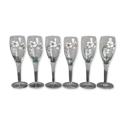 6pc Perrier-Jouet Belle Epoque Glass Champagne Flutes