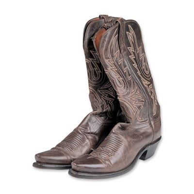 Pair of Lucchese 1883 Brown Leather Cowboy Boots