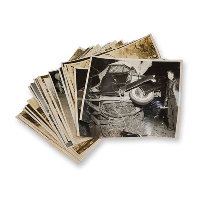 Lot of 20 Vintage Automotive Accident Photos, Middletown Police Dep't Forensic Views, & Period
