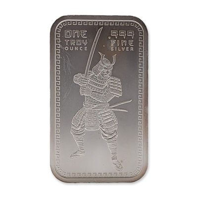 Samurai Warrior 1 oz .999 Fine Silver Bullion Bar