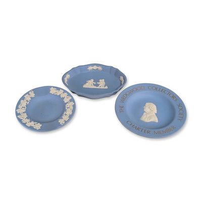 3pc Wedgwood English Blue Jasperware Dishes