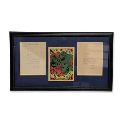 Framed Notre Dame vs Ohio State 1935-1936 Football Ephemera Grouping