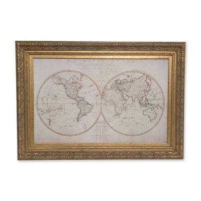La Mappe Monde by Eustache Herisson Reproduction 1816 French Hand-Colored Engraved World Map