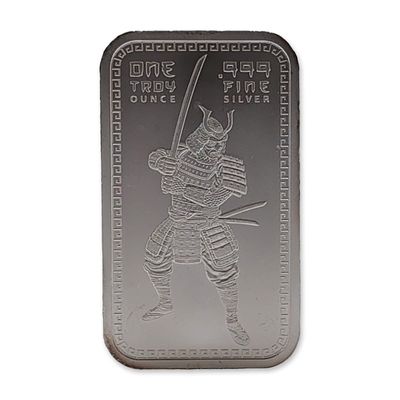 Samurai Warrior 1 oz .999 Fine Silver Bullion Bar