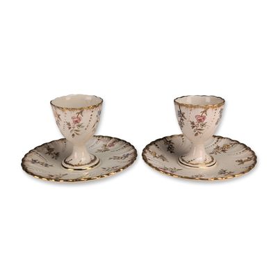 Pair of Sarreguemines Louis XV French Earthenware Egg Cups