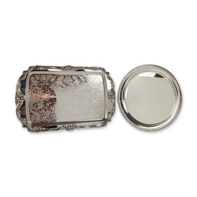 2pc Reed & Barton and Lunt Silver-Plated Trays