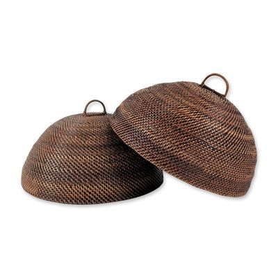 2pc Southeast Asian Rattan Food Covers