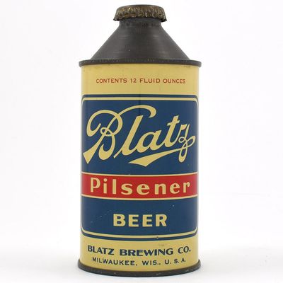 Sale Photo Thumbnail #47: Blatz Pilsener Beer Cone Top NO ALC STATEMENT 153-27 EXCEPTIONAL