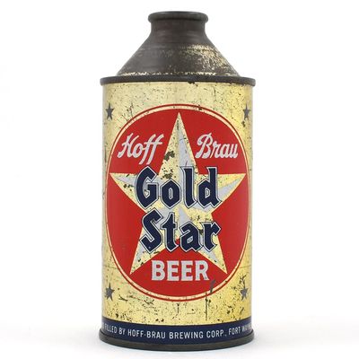 Sale Photo Thumbnail #235: Hoff Brau Gold Star Beer Cone Top 168-31