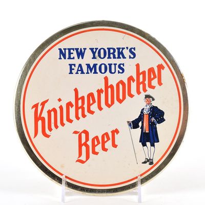 Sale Photo Thumbnail #558: Knickerbocker Beer 1950s Tin-Over-Cardboard Button Sign
