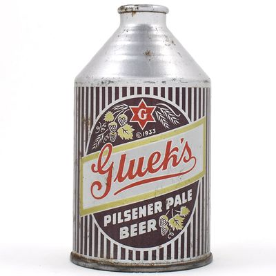 Sale Photo Thumbnail #195: Glueks Beer Crowntainer UNLISTED ALC STATEMENT L194-26