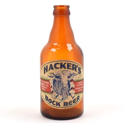 Sale Photo Thumbnail #502: Hackers BOCK Beer 1930s Steinie Bottle SCARCE OUTSTANDING