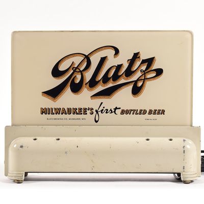 Sale Photo Thumbnail #516: Blatz Beer 1930s Reverse-Painted Glass Illuminated Sign