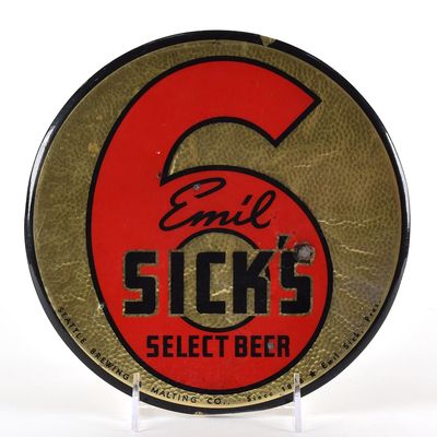 Sale Photo Thumbnail #583: Emil Sicks Select Beer 1940s Tin-Over-Cardboard Button Sign