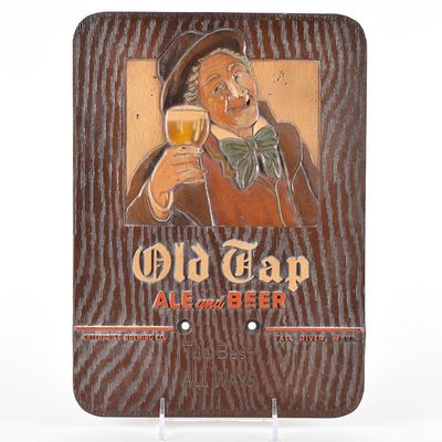 Sale Photo Thumbnail #570: Old Tap Ale and Beer 1930s Pressed-Molded Composition Material Calendar Sign SCARCE