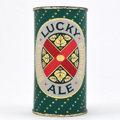 Sale Photo Thumbnail #281: Lucky Bankers Ale 11 Ounce Flat Top ENAMEL GREEN 93-5